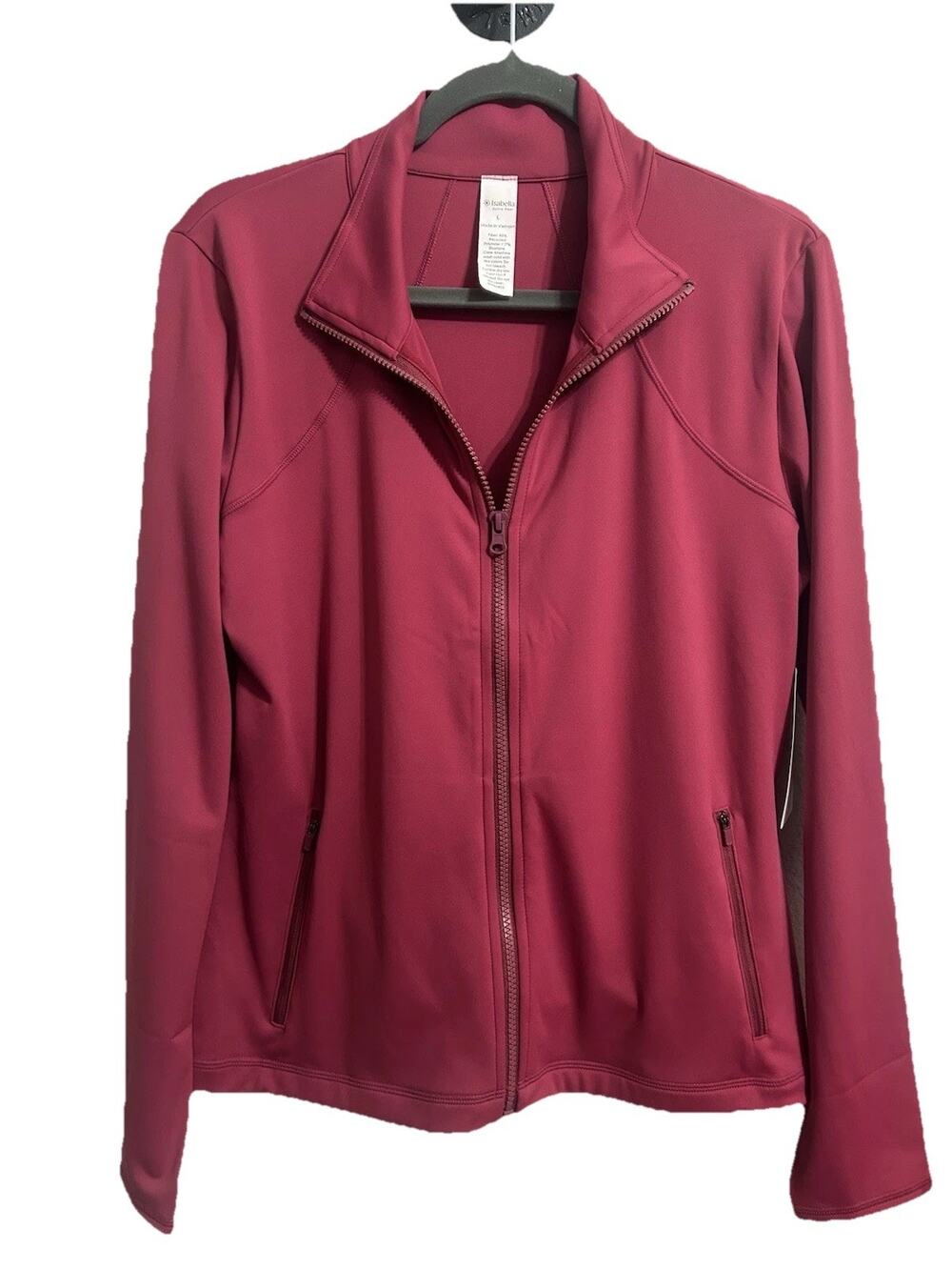 Isabella Active Wear Women's Mauve Pink Jacket Ruffle Back Peplum Size Large NWT